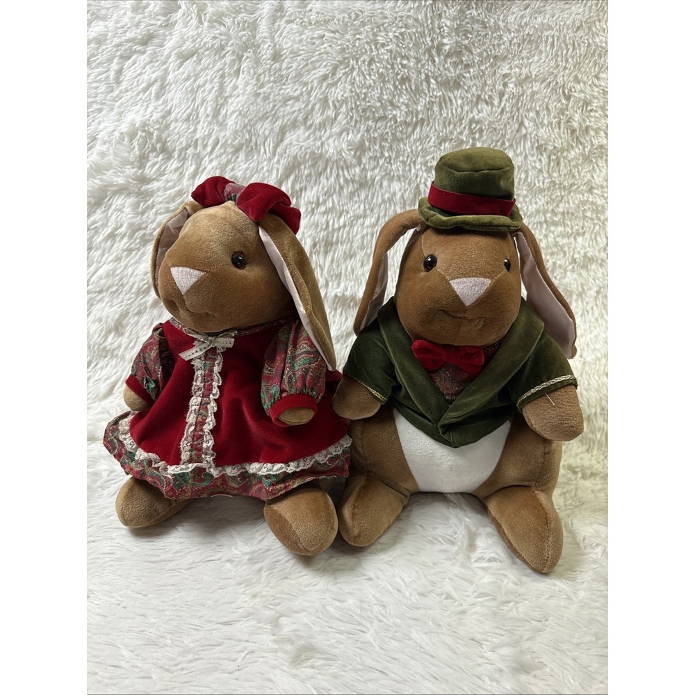 Vintage 1985 Velveteen Rabbit Bunny Plush Pair Commonwealth Toys R Us 13"